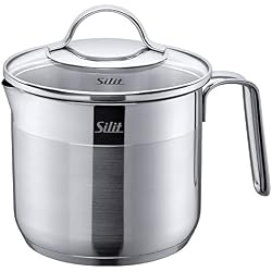 Silit 2132237570 Pot à Lait avec Couvercle, Acier Inoxydable, Argent, 14 cm