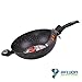 Produktbild Exklusive Bratpfanne Wok aus schwarzem Lavastein 30 cm mit Gegengriff Kaltgriff Soft Touch 100% ohne PFOA – Solide und stabil. Kochtopf mit Beschichtung in Stein Antihaft mit Durchmesser von 30 cm – Topf Nudelpfanne PFOA Beschichtete Granit Marmor Antihaftbeschichtung vulkanischen kratzfest mit 2 Zwei Griffen – Boden geeignet für Piano-Kochfeld/Induktion – FH2000