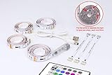 〖Vorgeschnittene Streifen〗led streifen,kein zusätzliches kürzen oder schneiden nötig da der Strip bereits vorgeschnitten wurde,USB 5 Volt . Das Paket enthält LED Strip 4x50 cm/1,6 Ft, 1x50 CM / 1,64Ft langes USB Kabel. 3x10 Cm /0,32 FT Stecker. 1 x Fernbedienung.