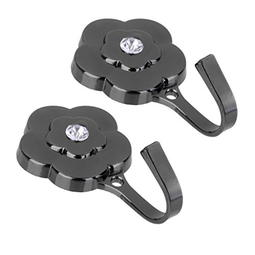 2 X Vintage Pflaumenblüte Raffbügel Vorhang Tieback Quaste Haken Tür Wandaufhängung Halter – Schwarz - 2