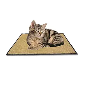 Mats Avenue Cat Scratch Pad Claw pad and Sleeping Mat Hand Crafted in Small Ribbed Sisal with Anti-Slippery Rubber Backing 40 x60 cm Biodegradable Set of 1 Specially for Kitten and Persian Cat
