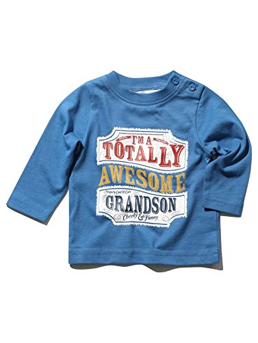 M&Co Baby Boy Blue Long Sleeve Round Neck Totally Awesome Grandson Printed Slogan T-Shirt Blue 18/24 Mnth
