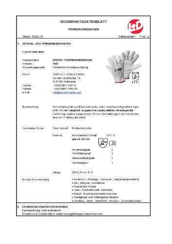 Worky 1606 Fahrerhandschuh Rindnarbenleder Größe (Handschuhe): 9, L - 2