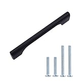 Centro del orificio: 16 cm Tirador para armario, amplio, de metal fundido, 16,68 cm de longitud (Orificio central de 16 cm), Negro liso, Paquete de 10