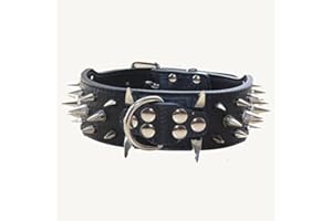haoyueer Ostra kolcowana obroża dla psa 5 cm szerokości stylowe skórzane obroże dla psów średnich i dużych psów pitbull, labrador, bokser rottweiler owczarek niemiecki ... (L, czarny)