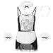 Produktbild GLOGLOW Frauen Sexy Maid Uniform Dessous Erotisches Rollenspiel Kostüm Babydoll mit G-String Haar LED Band Halsband