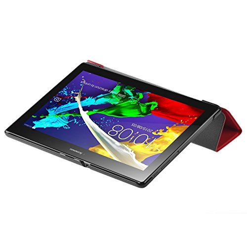 ELTD Lenovo Tab 2 A10-30 Hülle Case – Ultra Schlank Smart Cover Tasche Schutzhülle Case für Lenovo Tab 2 A10-30 mit Standfunktion, Rot - 4