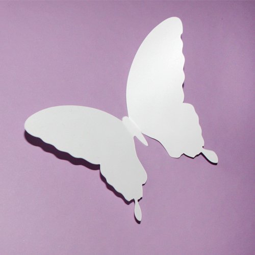 12 Stück 3D Schmetterlings Wandaufkleber Wandsticker Wandtattoo Wanddeko mit Kristall Dekor für Wohnzimmer, Kinderzimmer, Türen, Fenster, Badezimmer, Kühlschrank Babyroom Dekoration(WEIß) - 5