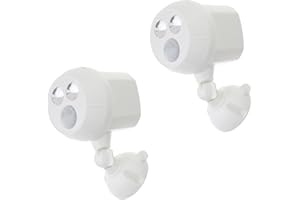 MR BEAMS Mr. Beams MB382, 400 Lumen Version, Weatherproof Wireless Battery Powered Led Ultra Bright Spotlight with Motion Sensor, 2-Pack, White
