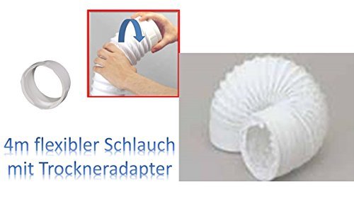Preisvergleich Produktbild Universeller Waeschetrockner Abluftschlauch 4 Meter Lang 102 mm Durchmesser + Trockner Schraubadapter 100mm