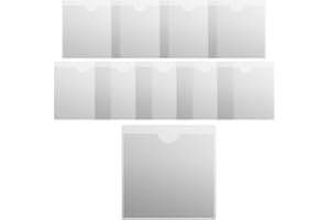 QUUPY 10 Pcs Self-Adhesive Business Card Pockets with Top Open, Self-Adhesive Clear Plastic Label Holder Pockets,for Protecting Your Cards or Photos,10.5x10.5cm
