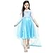 Produktbild Katara 1757-122 - Prinzessin Elsa Mädchen Kinder-Kostüm - Kleid aus Disney Frozen Die Eiskönigin - Verkleidung mit Strass, Pailletten, Schleier Zu Karneval, Fasching, Geschenk Weihnachten, blau