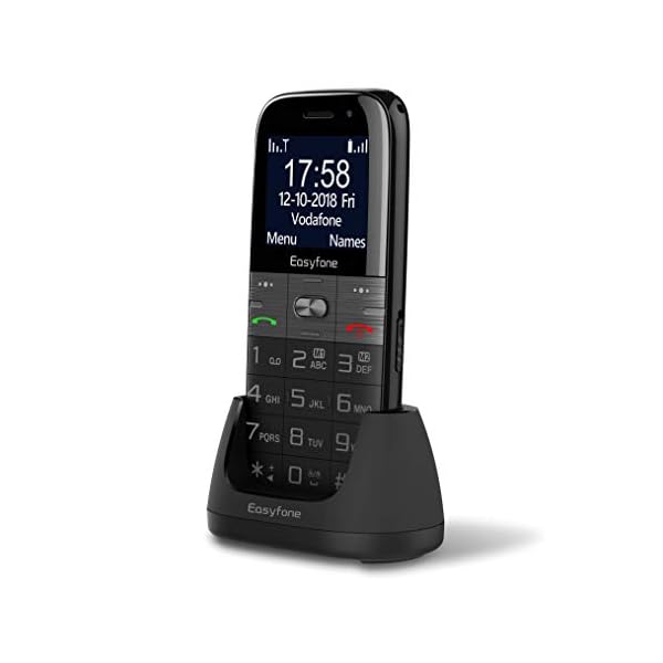 Easyfone Prime A2 Senioren-Großtastenhandy, GSM Mobiltelefon mit großen Tasten und ohne Vertrag | mit Notruf-Knopf und Taschenlampe und Ladestation - Schwarz – Bild 3