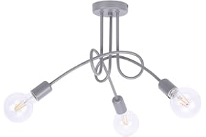 LIGHT HOME LH Light-Home Edison Lampadario da Soffitto Industriale - Lampadari Moderni Per Soggiorno Camera da Letto e Cucina in Metallo - a 3 Luci - E27 - Cemento