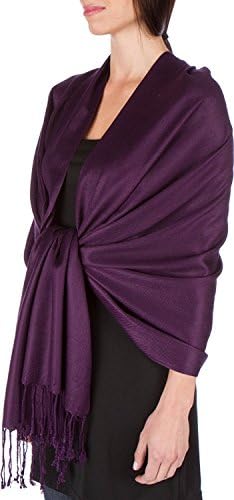UK Stock Silky Soft Solid Pashmina Feel Shawl / Wrap / Stole Fast Delivery High Quality (Dark Purple)