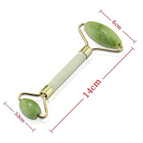 Aussel Anti-aging Jade Roller Natural Face Body Healthy Cold Therapy Roller Crystal Massage Roller (Double Head) - 2