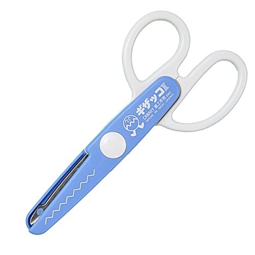 Kids Scissors Craft Scissors Decorative Edge, Safety Blunt Tip Japanese Stainless Steel Blade, Zig Zag Scissors for Preschool Child, Safe Paper Edger Tool, Made in Japan, Blue Saw Edge