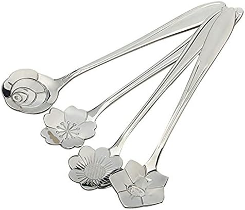 Stainless Steel Creative Flowers Spoon for Coffee Stirring Dessert Tableware Kitchen Kit(Set of 4)