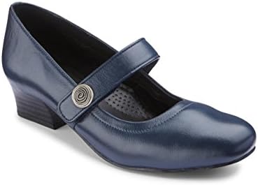 Womens Heavenly Soles Touch and Close Bar Court Shoes Wide EE Fit In Navy Blue 4