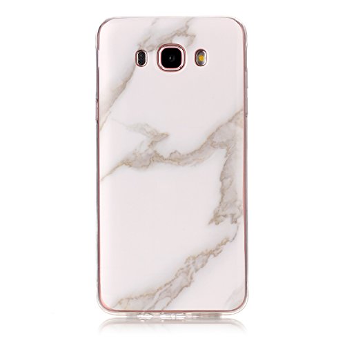 Cozy Hut Für Samsung Galaxy J7 2016 Handyhülle mit Marmor / Marble Design(weiß / grau) | Handytasche | | Schale | | Hülle | | Case | Handy-etui | TPU-Bumper | Soft Case | Schutzhülle Cover für den optimalen Schutz ihres Samsung Galaxy J7 2016(SM-J710) 5,5 Zoll - Jade weißer Marmor