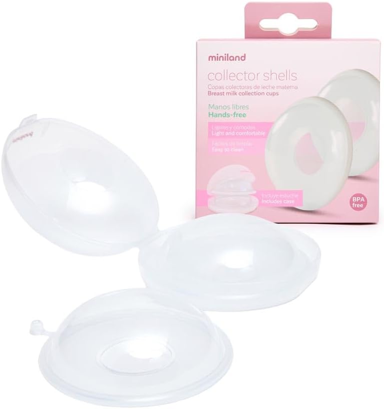 Miniland Conchas Recolectoras de Leche Materna, Recolector de Leche Materna, Lactancia, Reutilizables, Capacidad 20ml, Pack 2 Unidades, Discretas, Fácil Vaciado, BPA Free | Collector Shells