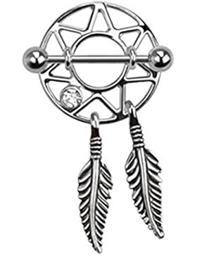 beyoutifulthings TRAUMFÄNGER ZIRKONIA CLEAR PINK AQUA Brustwarzen-piercing Intim-piercing Brust-piercing Nippel-piercing...