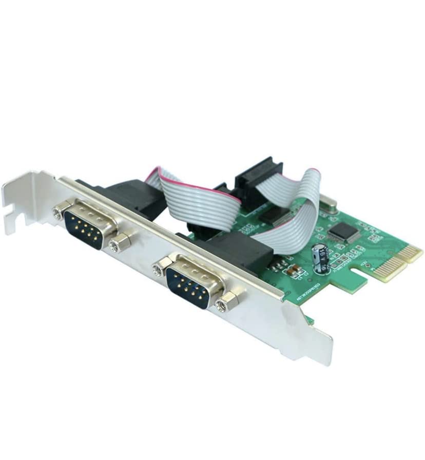 Ganix PCIE 2 Port Serial Expansion Card PCI Express to Industrial DB9 RS232 COM Port Adapter WCH382 Chip for Desktop PC Windows 10/ Win 7
