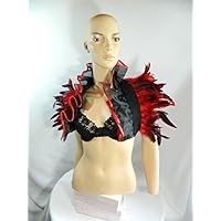 Federstola rot Bolero Shrug Wrap Gothic Steampunk Paradiesvogel Kostüm Featherstole Feathershrug Capelet