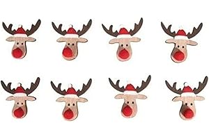 Rayher piccoli oggetti decorativi in legno renna, 3,8x3,5cm, sacchetto da 9 pezzi, con punto adesivo, piccoli pezzi in legno, lavori creativi, decoro natalizio, 46614999