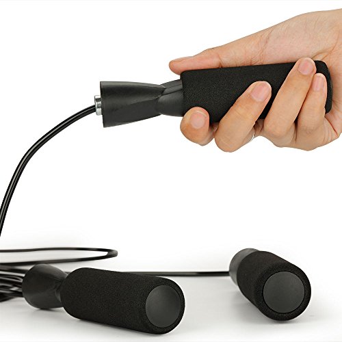 Speed Rope Springseil, HAO HONG 3 Meter Hüpfseil Sprungseil Sport High Speed Fitness Seil mit hautfreundlichen Griff Länge verstellbar Schwarz