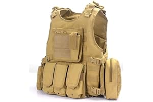Viktion Gilet Tactique Militaire Armée Airsoft equipement Gilet de Combat Veste Extérieure pour Airsoft Jeu CS Militaire Cosplay armée Jungle Adventure
