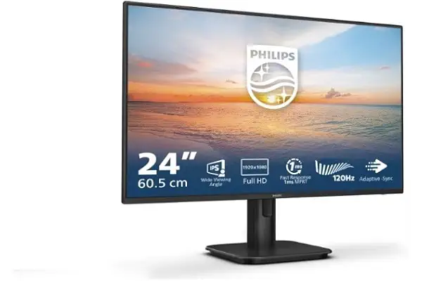 PHILIPS 24E1N1100A Monitor 24 Pulgadas 120Hz Panel IPS, 4ms GtG, Altavoces, (1920x1080 HDMI 1x 1.4) Negro