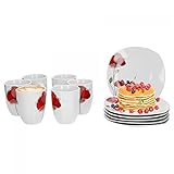 Lieferumfang: 24-teiliges Frühstücks-Service MONIKA : 12 Frühstücksteller 19 cm - 12 Kaffeebecher 330 ml