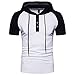 Produktbild Patchwork Hoodie Hooded VENMO Poloshirt Herren Polo Shirt mit Stehkragen Cooles T-Shirt Sommer Strand Party Club Casual Sport T-Shirt Kurzarm Hedging Slim Fit Bluse für Jogging Yoga Tops (White, S)