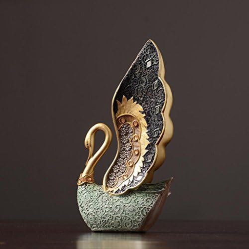Wddwarmhome Retro Creative Couple Swans Sculpture Crafts Ornaments Home Bedroom Living Room Artwork Gift ( Size : 16*6.5*27cm )