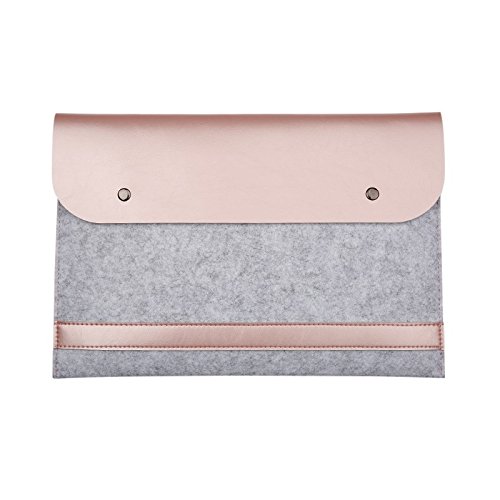 EooCoo Laptop-Tasche, Filz, Mikrofaser LederHülle Ultrabook Laptop Tasche Filz Sleeve Speziell für Macbook Air / Pro / Retina 13″ – Rose Gold - 2