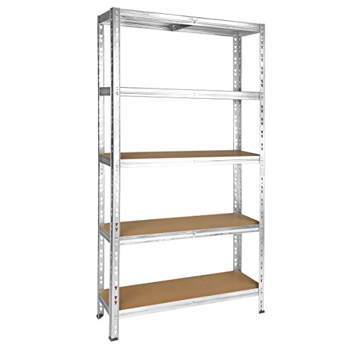 Torrex 37853 Steckregal / Lagerregal aus verzinktem Stahl mit 5 Böden – 875 Kg belastbar – 180 x 90 x 30 cm Kellerregal Schwerlastregal - 2