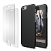 Produktbild iPhone 6s Plus 6 Plus Hülle, iPhone 6s Plus 6 Plus Panzerglas, E-Unicorn Apple iPhone 6s Plus 6 Plus Hülle Silikon Schwarz Matt Tasche Schutzhülle + 2 Stück Schutzfolie Glas Folie Zubehör 9H 3D