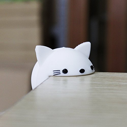 ESUMIC® Corner Guards Child Baby Safe Silicone Protector Table Corner Edge Protection Cover 4 Pack (White Cat)