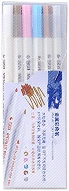 Metallic Marker Pen Set Colored Permanent Painting Art Marker for Gift Card Making DIY Photo Album Scrapbook Crafts Use on Paper,Glass,Plastic,Pottery,Wood Surface-Bullet Tip (6)
