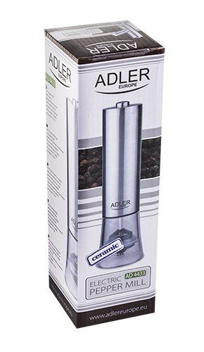2er Set Elektrische Pfeffer-/ Salzmühle Adler AD4433 aus Edelstahl, Keramik-Mahlwerk, inkl. 8x AA-Batterien - 7