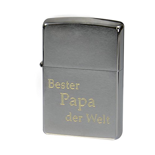 Zippo Brush Chrom gebürstet Benzinfeuerzeug 'Bester Papa der Welt'