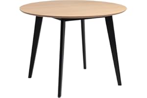 ‎AC DESIGN FURNITURE AC Design Furniture Roxanne Round Dining Table for 4 People in Oak Look/Black, Diameter 105 x Height 76 cm, Kitchen Table with Oak Veneer and Stained Oak Look Legs, Modern Retro Style for the Dining