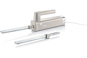 GRAEF. Elektromesser EK508, taupe, elektrisches Brotmesser für die Küche, elektrisches Fleischmesser, Torten, Brot oder gefrorenes Fleisch schneiden, austauschbare Klingen