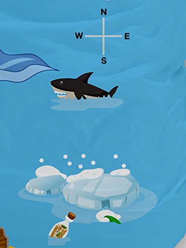 Aminata Kids – süße Kinderbettwäsche Bettwäsche Kinder 100×135 cm Kissen 40×60 cm Baumwolle Pirat Piraten Seeräuber Piratenschiff Schatzinsel Piratenflagge Schatz Schatzkarte blau KINDERBETTGRößE - 6