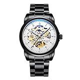 Herrenuhr Mechanische Uhr Wasserdicht Stahlband Leuchtend Schwungrad hohl Herren Business Watch Minimalismus Zubehör ansehen Mechanische Uhr,C