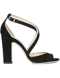 Jimmy Choo Mujer CARRIE100SUEBLACK Negro Gamuza Sandalias