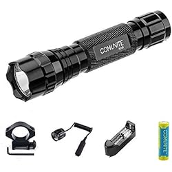 Comunite Portable Blanc Clair 501B XM-L T6 Tactique Lampe Torche LED 228,6 m Longue Portée de Chasse Lumière Lampe Torche Avec Interrupteur de Pression à Distance (Contient Batterie et Chargeur)