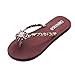 Produktbild Anti-Rutsch Flip-Flops Damen,DoraMe Frauen Slim Strandschuhe Sommer Hausschuhe Floral Sandalen Bad Pantoletten Süße Flache Clogs Mode Neue Bequeme Freizeitschuhe (EU:39/CN:40, Braun)