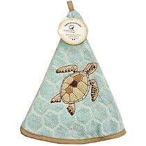 Essuie-Mains Rond En Éponge Coton - Brodé Olive Cigale Vert - 70x35cm - Qualité Premium